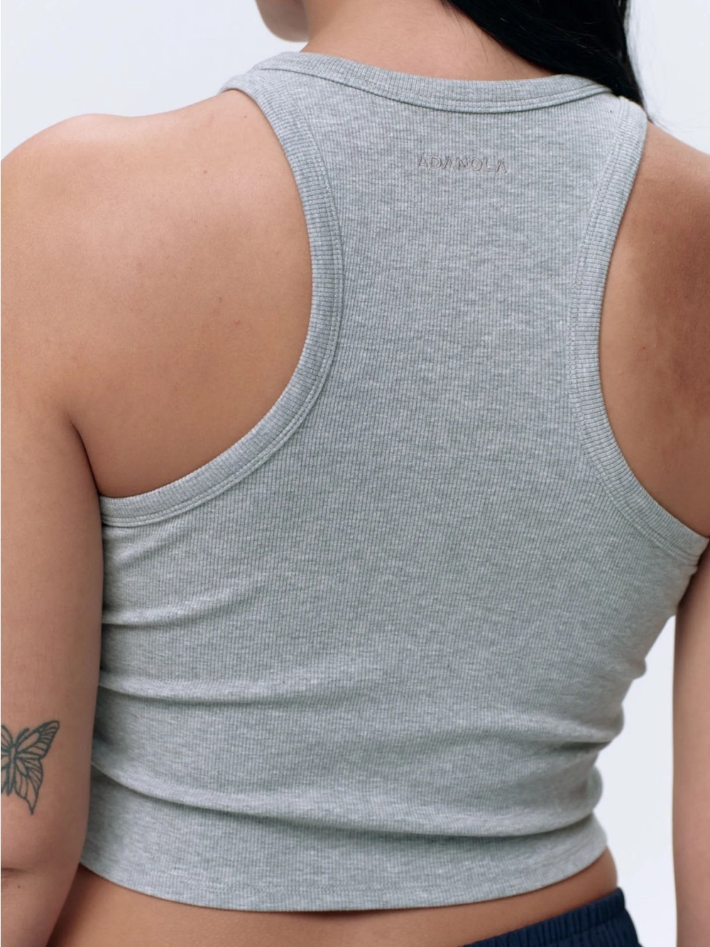 Adanola Light Grey Ribbed Halter Crop Top - Picture 2 of 6